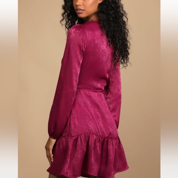 Lulus Satin Warp dress Purple Magneta Size XL - Picture 3 of 13